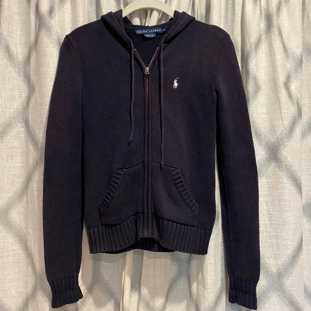 Ralph Lauren Women's Knit Hooded Zip Up Sweatshirt